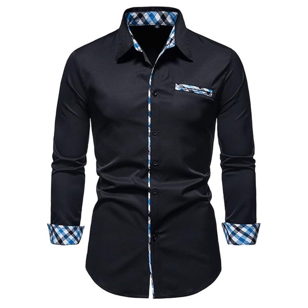 Men's Hipster Printed Polyester Slim Fit Long Sleeve Button Down Contrast Shirt
